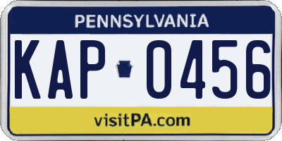 PA license plate KAP0456