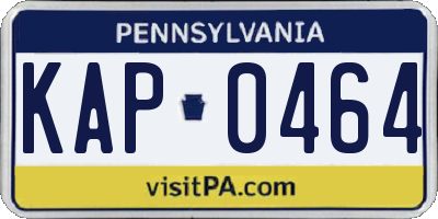 PA license plate KAP0464