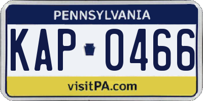 PA license plate KAP0466