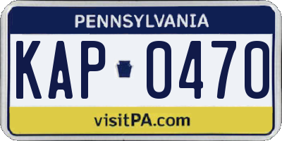 PA license plate KAP0470