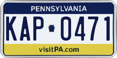 PA license plate KAP0471
