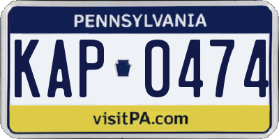 PA license plate KAP0474