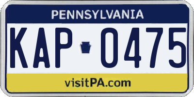 PA license plate KAP0475