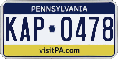 PA license plate KAP0478