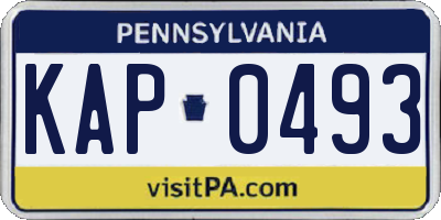 PA license plate KAP0493