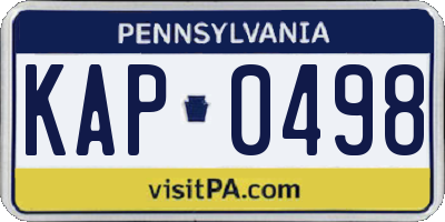 PA license plate KAP0498