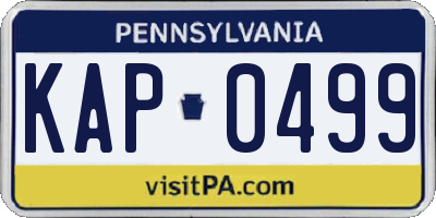 PA license plate KAP0499