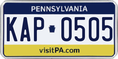 PA license plate KAP0505