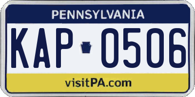 PA license plate KAP0506