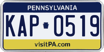 PA license plate KAP0519