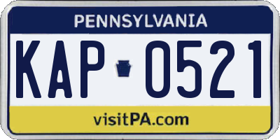 PA license plate KAP0521
