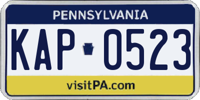 PA license plate KAP0523