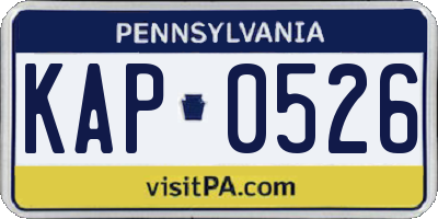 PA license plate KAP0526