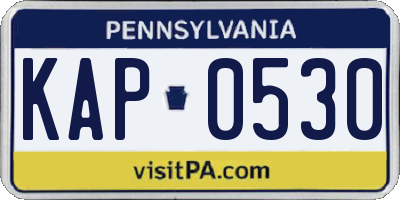 PA license plate KAP0530