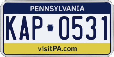 PA license plate KAP0531