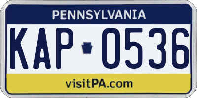 PA license plate KAP0536