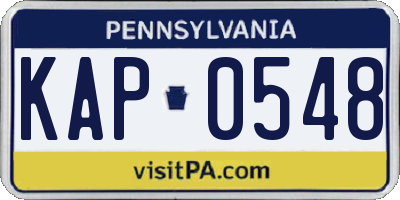 PA license plate KAP0548