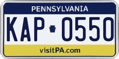 PA license plate KAP0550