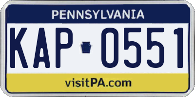PA license plate KAP0551