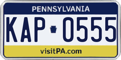 PA license plate KAP0555