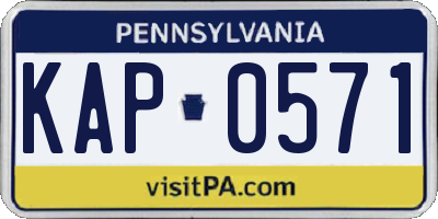 PA license plate KAP0571