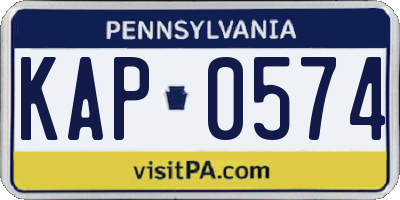 PA license plate KAP0574