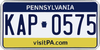 PA license plate KAP0575