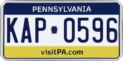 PA license plate KAP0596