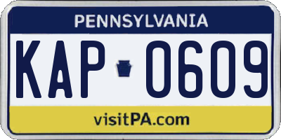 PA license plate KAP0609
