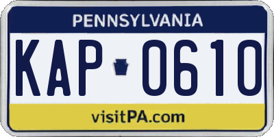 PA license plate KAP0610