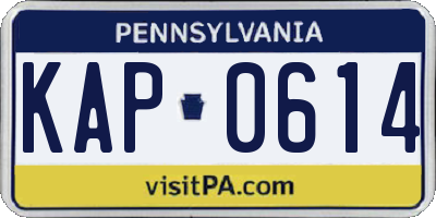 PA license plate KAP0614