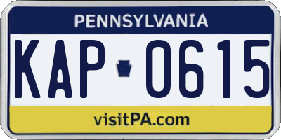 PA license plate KAP0615