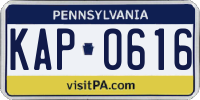 PA license plate KAP0616