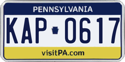 PA license plate KAP0617