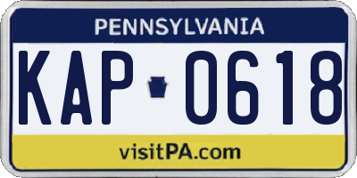 PA license plate KAP0618