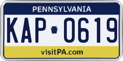 PA license plate KAP0619