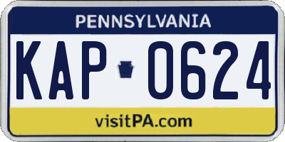 PA license plate KAP0624