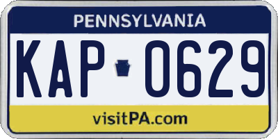PA license plate KAP0629
