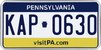 PA license plate KAP0630