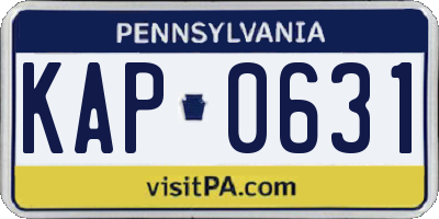 PA license plate KAP0631