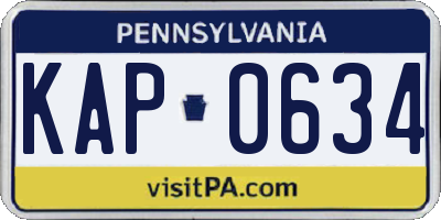 PA license plate KAP0634