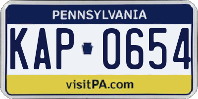 PA license plate KAP0654