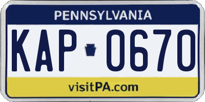 PA license plate KAP0670