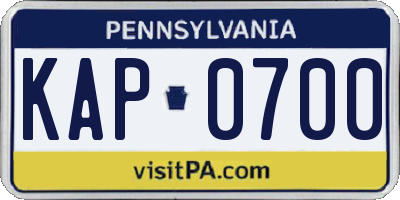 PA license plate KAP0700