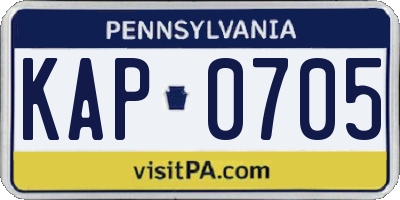 PA license plate KAP0705