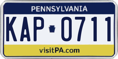 PA license plate KAP0711