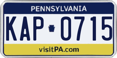 PA license plate KAP0715