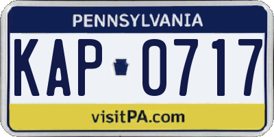 PA license plate KAP0717