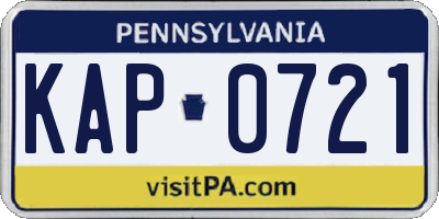 PA license plate KAP0721