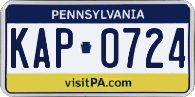 PA license plate KAP0724